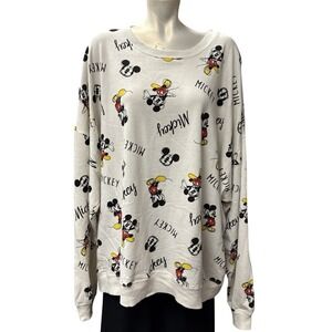 Disney Mickey Mouse All Over Print Crewneck‎ Sweatshirt 4X Classic Mickey